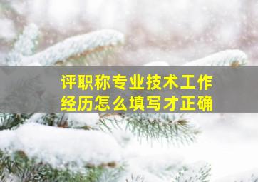 评职称专业技术工作经历怎么填写才正确