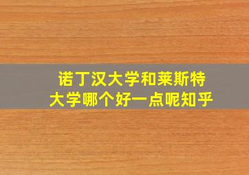 诺丁汉大学和莱斯特大学哪个好一点呢知乎