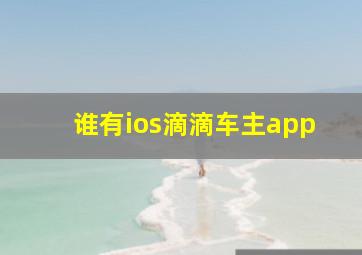 谁有ios滴滴车主app