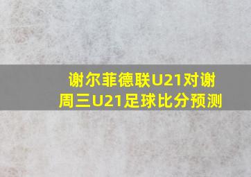 谢尔菲德联U21对谢周三U21足球比分预测