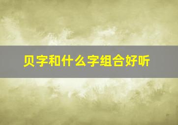 贝字和什么字组合好听