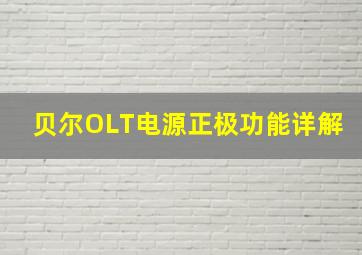 贝尔OLT电源正极功能详解