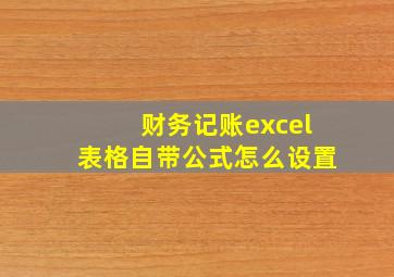 财务记账excel表格自带公式怎么设置