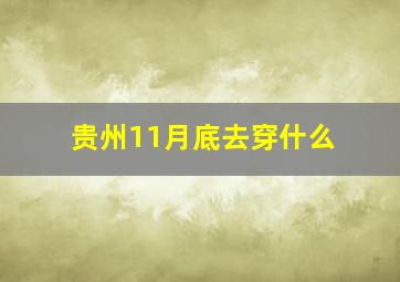 贵州11月底去穿什么