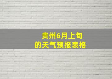 贵州6月上旬的天气预报表格