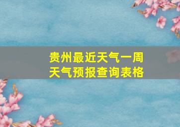 贵州最近天气一周天气预报查询表格