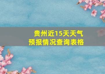 贵州近15天天气预报情况查询表格