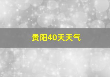 贵阳40天天气