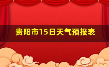 贵阳市15日天气预报表