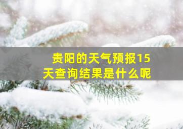 贵阳的天气预报15天查询结果是什么呢