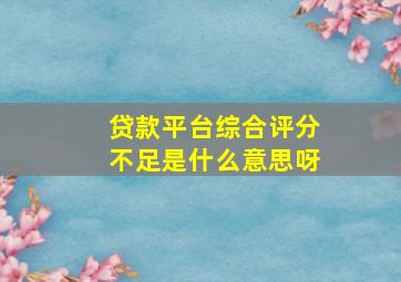 贷款平台综合评分不足是什么意思呀