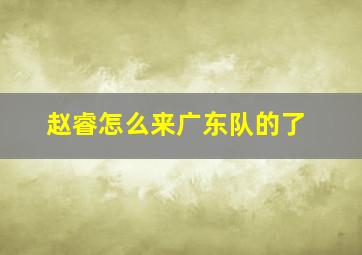 赵睿怎么来广东队的了