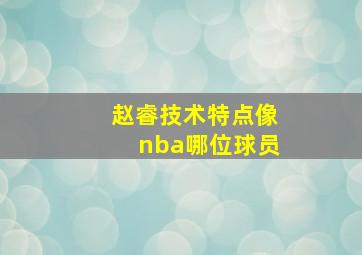 赵睿技术特点像nba哪位球员