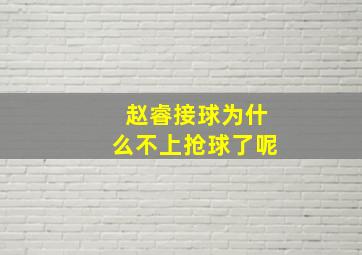 赵睿接球为什么不上抢球了呢