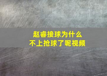 赵睿接球为什么不上抢球了呢视频