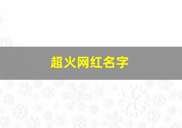 超火网红名字