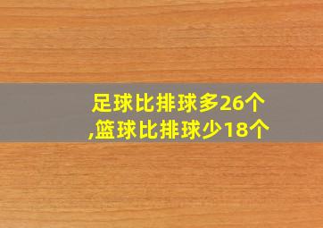 足球比排球多26个,篮球比排球少18个