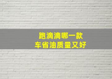 跑滴滴哪一款车省油质量又好