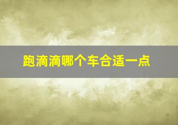 跑滴滴哪个车合适一点