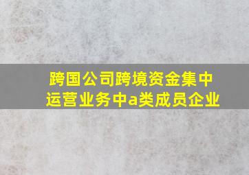 跨国公司跨境资金集中运营业务中a类成员企业