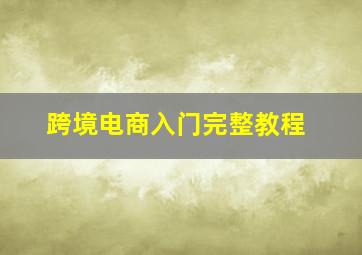 跨境电商入门完整教程