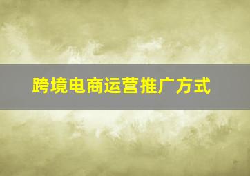 跨境电商运营推广方式