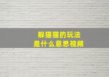 躲猫猫的玩法是什么意思视频