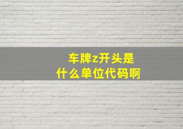 车牌z开头是什么单位代码啊