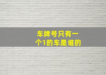 车牌号只有一个1的车是谁的