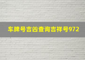 车牌号吉凶查询吉祥号972