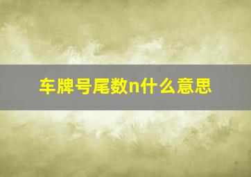 车牌号尾数n什么意思