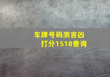 车牌号码测吉凶打分1518查询