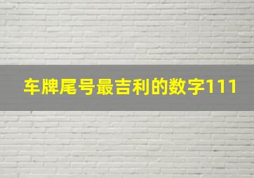 车牌尾号最吉利的数字111