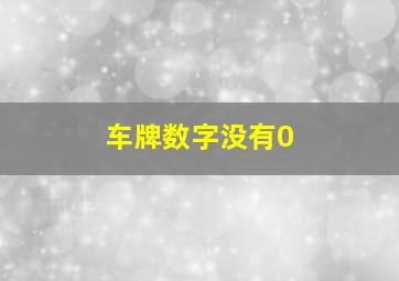 车牌数字没有0