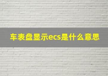 车表盘显示ecs是什么意思