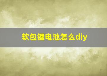 软包锂电池怎么diy