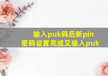 输入puk码后新pin密码设置完成又输入puk