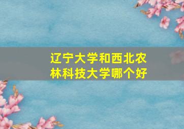 辽宁大学和西北农林科技大学哪个好