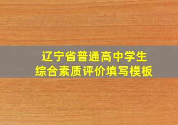 辽宁省普通高中学生综合素质评价填写模板