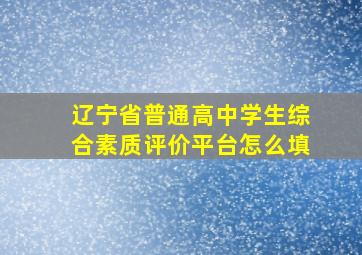 辽宁省普通高中学生综合素质评价平台怎么填