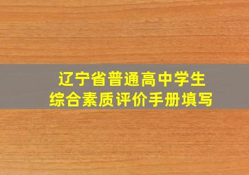 辽宁省普通高中学生综合素质评价手册填写