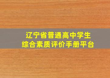 辽宁省普通高中学生综合素质评价手册平台