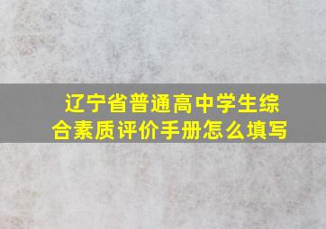 辽宁省普通高中学生综合素质评价手册怎么填写