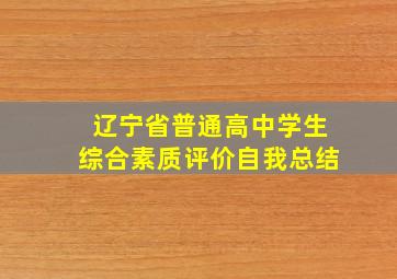 辽宁省普通高中学生综合素质评价自我总结