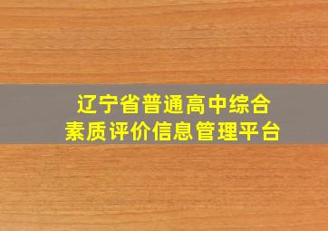 辽宁省普通高中综合素质评价信息管理平台