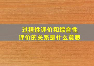 过程性评价和综合性评价的关系是什么意思