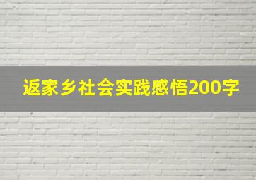 返家乡社会实践感悟200字