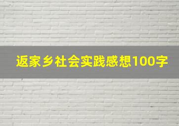 返家乡社会实践感想100字