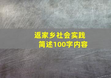 返家乡社会实践简述100字内容