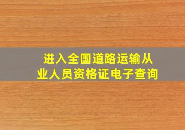 进入全国道路运输从业人员资格证电子查询